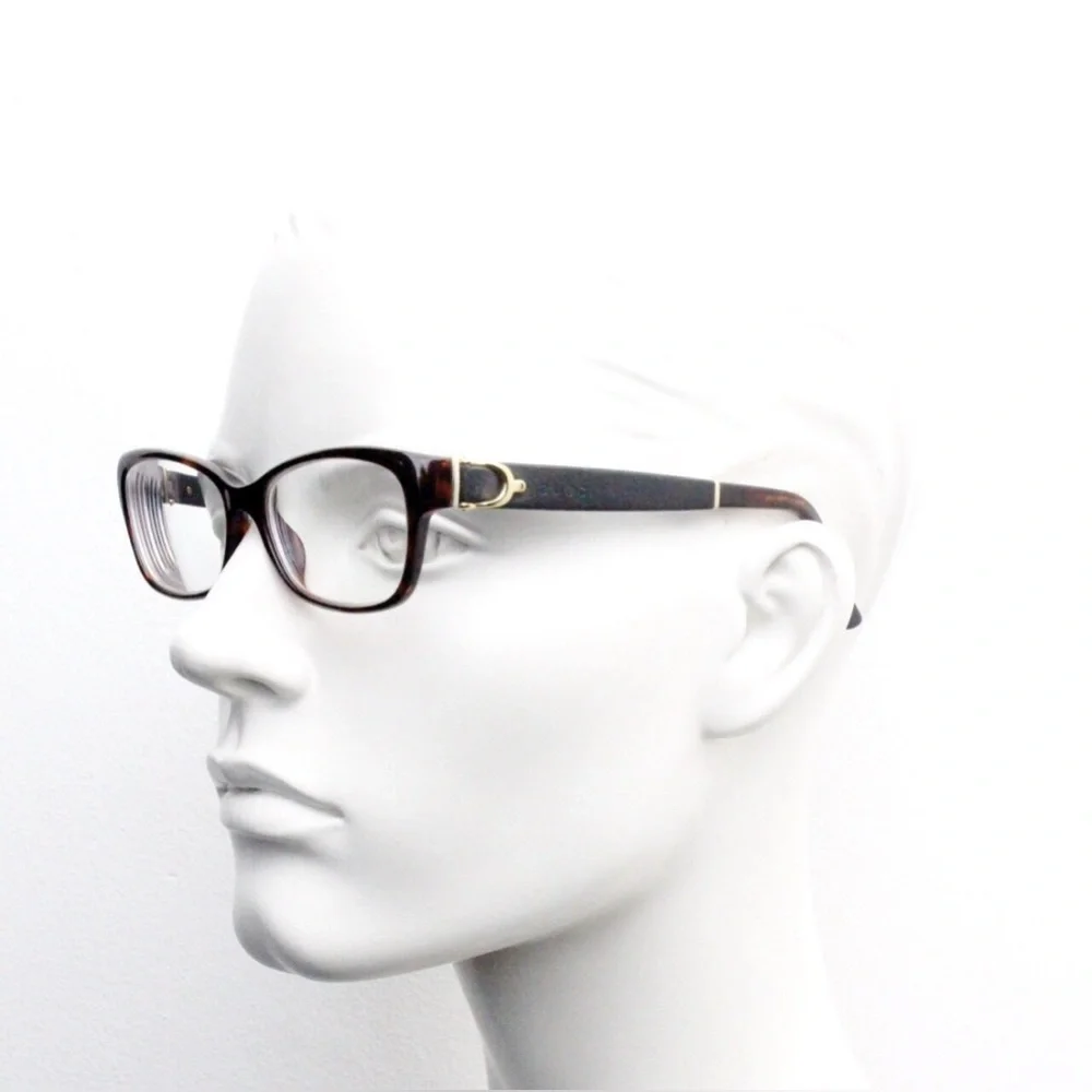 Gucci Full Rim Frame Glasses for Women Brown Tortoiseshell Frame & Leather Sides